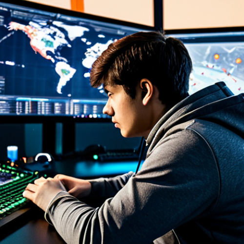 Home 14 A professional esports analyst in a modest, dark gray hoodie, seated at a high-tech desk in a modern, subtly lit analysis room. Multiple large monitors display intricate game data visualizations, including charts of GPM and XPM, strategic map heatmaps, and a paused replay of a Dota 2 match. The analyst's expression is focused and contemplative, reflecting deep strategic analysis. The scene embodies professional study and data-driven improvement. fully clothed, appropriate attire, appropriate content, safe for work, professional, perfect anatomy, correct proportions, natural pose, well-formed hands, proper finger count, natural body proportions, professional photography, high quality.