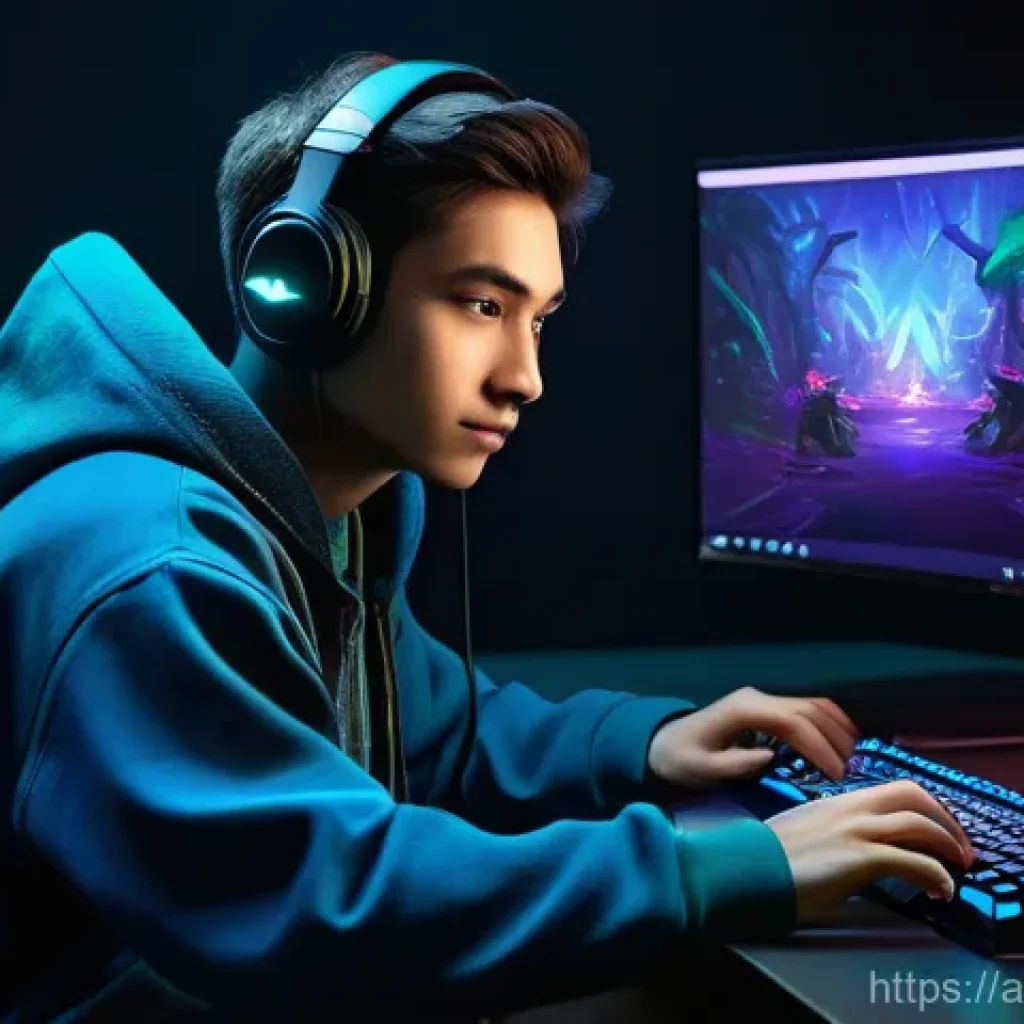 도타2 스팀포인트 활용 - **Prompt:** A young adult gamer (20s, gender-neutral) with an ecstatic expression, sitting at a mode...