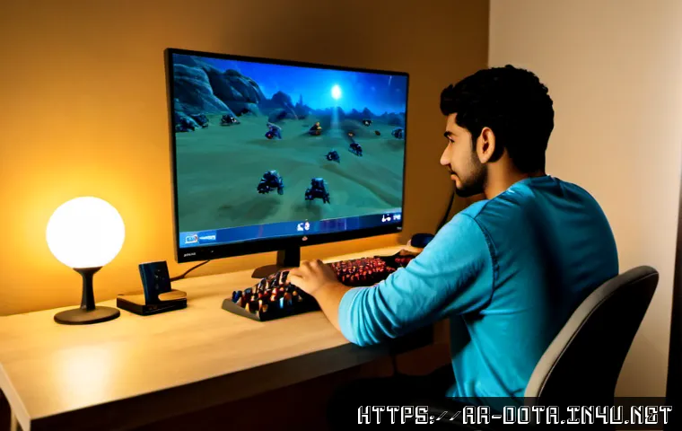 Home 17 도타2 레벨링 팁 - Photorealistic Arab young adult gamer in modest casual clothing, seated at a clean modern desk in a ...